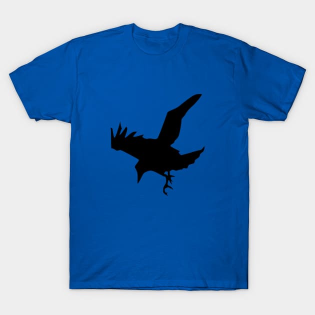 Minimalist Raven or Crow In Flight Silhouette T-Shirt by taiche